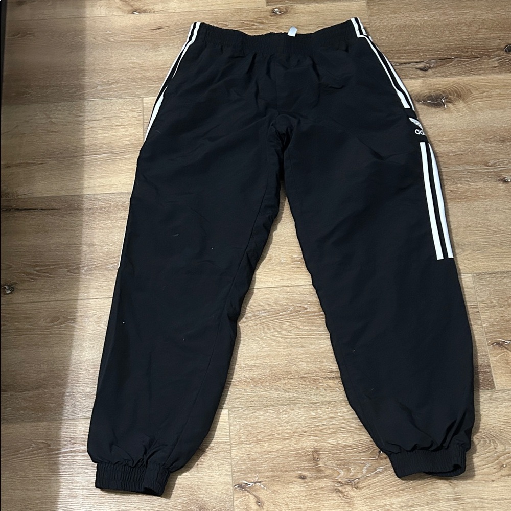 Adidas Women's Black Warm Ups with White Stripes